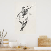 ヴィンテージハミングバーズロングビークスパーソナライズされたバード ポスター (キッチン)