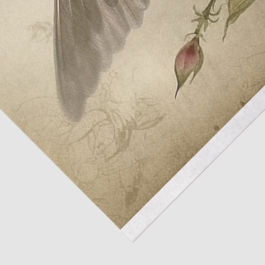 ヴィンテージハミングバードとピンクローズのデコページ 薄葉紙 (詳細)