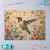 ヴィンテージハミングバードと野生の花の分離 薄葉紙 (クラフト)