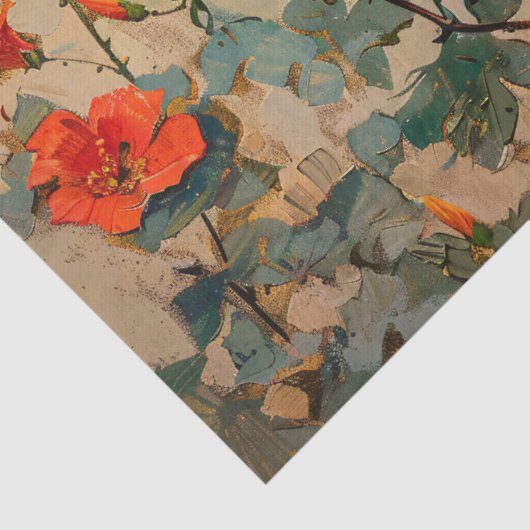 ヴィンテージハミングバードと野生の花の分離 薄葉紙 (詳細)