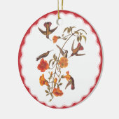 ヴィンテージハミングバードと開花トランペットつる植物 セラミックオーナメント (左)