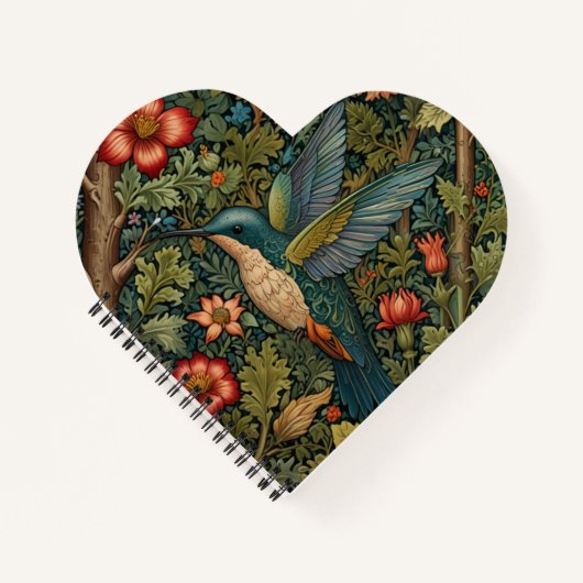 ヴィンテージハミングバードアート植物学ボホシック ノートブック (正面)