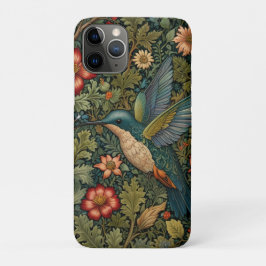 ヴィンテージハミングバードアート植物学ボホシック iPhone 11 PROケース