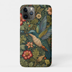 ヴィンテージハミングバードアート植物学ボホシック iPhone 11 PROケース