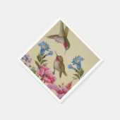 ヴィンテージハミングバードフレンズワイルドフラワー スタンダードカクテルナプキン (角)