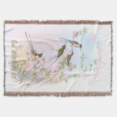 ヴィンテージハミングバードフローラカスタムウェディングギフト スローブランケット (正面)