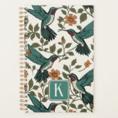 ヴィンテージハミングバードボタニカルオレンジフラワーつる植物 プランナー手帳 (正面)