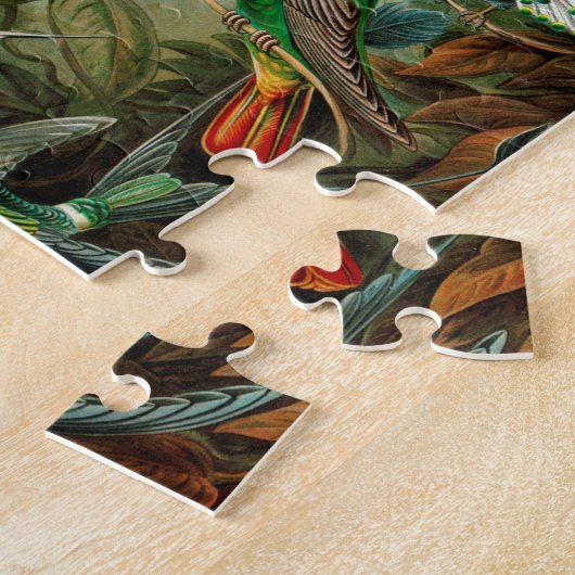 ヴィンテージハミングバード装飾イラストレーションアート ジグソーパズル (側面)