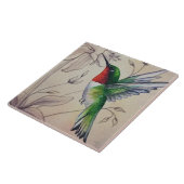 ヴィンテージハミングバード6号水彩画 タイル (側面)