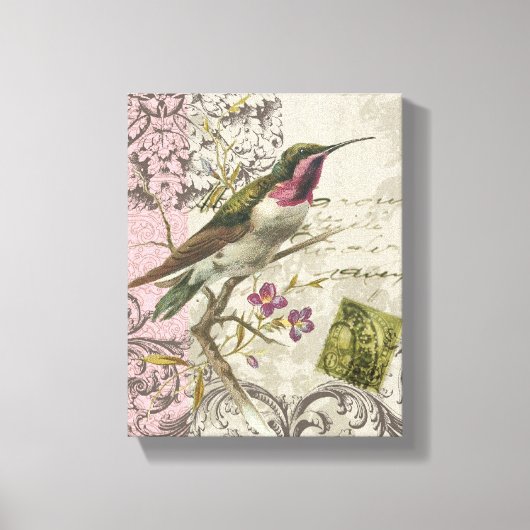 ヴィンテージハミングバード…引き伸ばしキャンバス キャンバスプリント (正面)