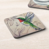 ヴィンテージハミングバードNo.6水彩画 コースター (左側)
