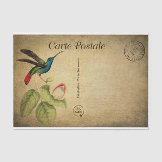 ヴィンテージハミング鳥フローラフフランスのラワー 薄葉紙 (正面)