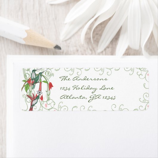 ヴィンテージハミンバードスワールクリスマス差出人住所 ラベル (インサイチュ)