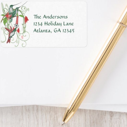 ヴィンテージハミンバードスワールレッドティール（緑がかった色）住所 シール