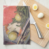 ヴィンテージハム・ディナー（グリーンビーンズとジャガイモ） キッチンタオル (四つ折り)