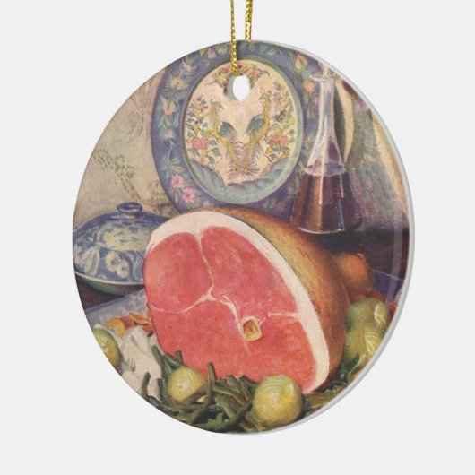 ヴィンテージハム・ディナー(グリーンビーンズとジャガイモ) セラミックオーナメント (左)