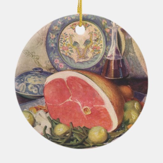 ヴィンテージハム・ディナー(グリーンビーンズとジャガイモ) セラミックオーナメント (裏面)