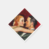 ヴィンテージハリウッドグラマラス夫婦 – 赤 スタンダードカクテルナプキン (角)