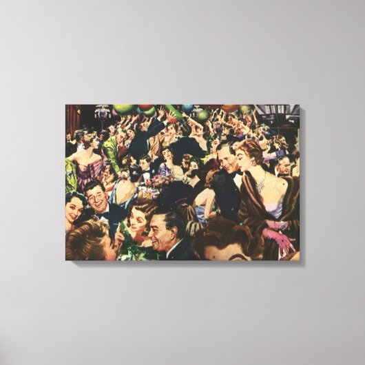 ヴィンテージハリウッドテーマファンシーパーティーとバルーン キャンバスプリント (正面)