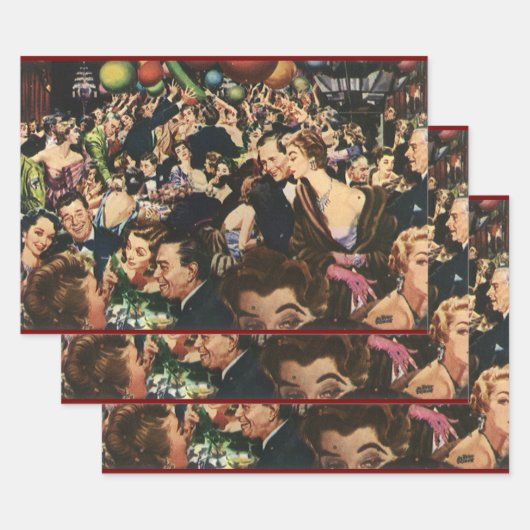 ヴィンテージハリウッドテーマファンシーパーティーとバルーン ラッピングペーパーシート (セット)