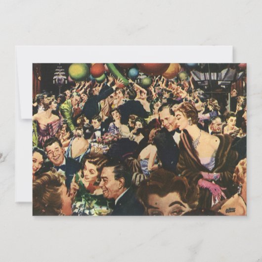 ヴィンテージハリウッドテーマファンシーパーティーとバルーン 招待状 (正面)