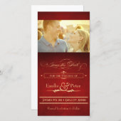 ヴィンテージハリウッドポスターレッド&金ゴールド保存日 セーブザデート (正面/裏面)