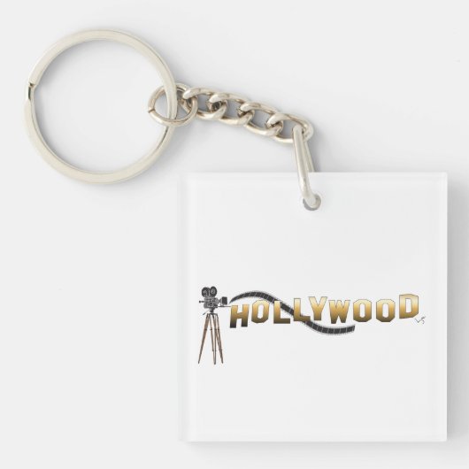 ヴィンテージハリウッド映画監督用カメラカッコいい キーホルダー (正面)