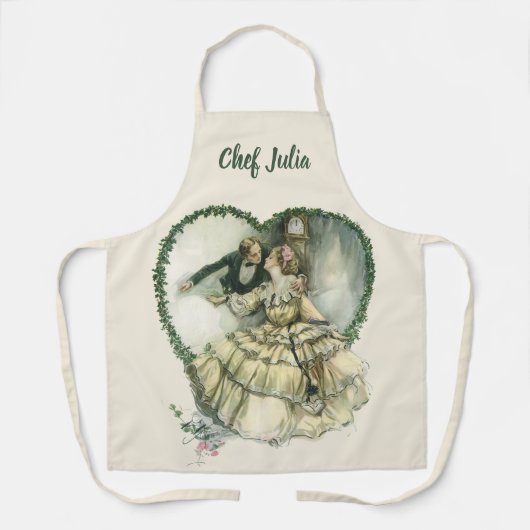 ヴィンテージハリソン・フィッシャー、クリスマスの新郎新婦 エプロン (正面)
