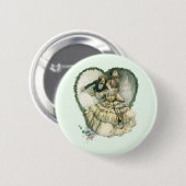 ヴィンテージハリソン・フィッシャー、クリスマスの新郎新婦 缶バッジ (正面&裏面)