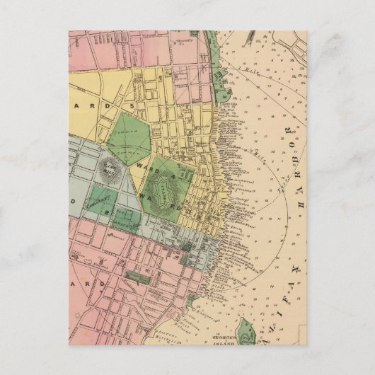 ヴィンテージハリファックスノバスコシアの地図(1878) ポストカード (正面)