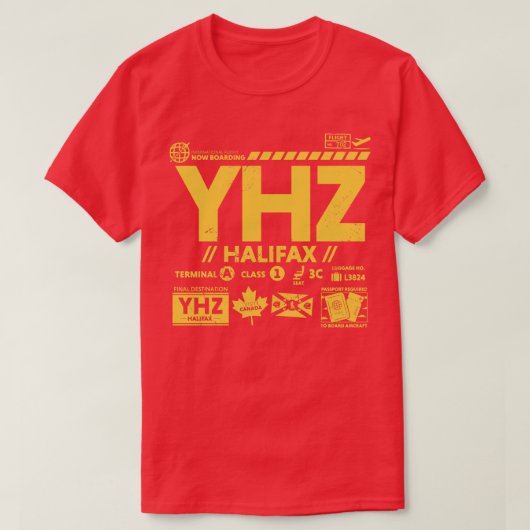 ヴィンテージハリファックスYHZ空港コード旅行日レトロ Tシャツ (デザイン正面)