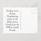 ヴィンテージハルーティサンクスギビング挨拶ホリデーポスト シーズンポストカード (裏面)