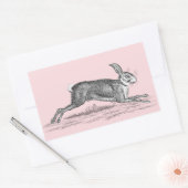 ヴィンテージハレバニーラビットイラストレーション – ウサギ 長方形シール (封筒)