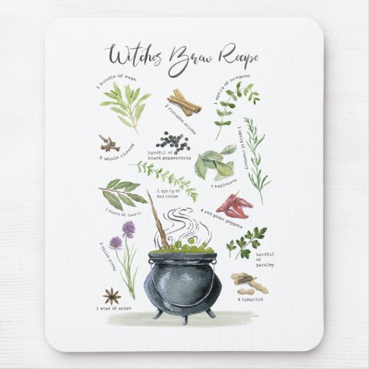 ヴィンテージハロウィモダンーンコールドロンレシピ1 マウスパッド (正面)