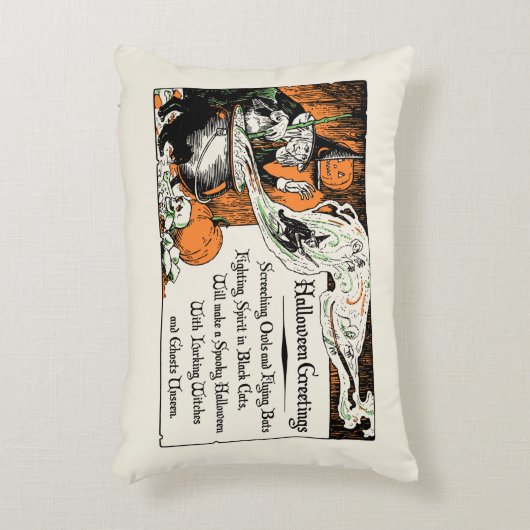 ヴィンテージハロウィンあいさつ魔女アクセント枕 アクセントクッション (正面(垂直))