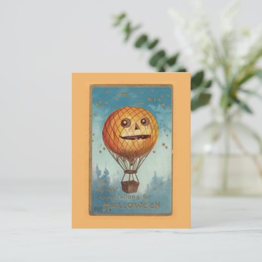 ヴィンテージハロウィンおもしろいイラストレーション ポストカード (スタンド正面)