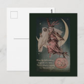 ヴィンテージハロウィンおもしろいフクロウイラストレーション ポストカード (正面/裏面)