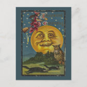 ヴィンテージハロウィンおもしろいフクロウイラストレーション ポストカード (正面)