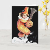 ヴィンテージハロウィンきらめくの衣装パーティー カード (黄色い花)