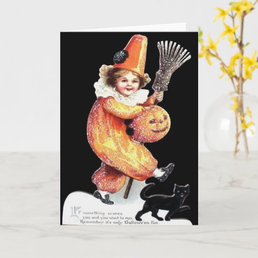 ヴィンテージハロウィンきらめくの衣装パーティー カード (黄色い花)