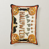 ヴィンテージハロウィンと黒猫とジャックランタン アクセントクッション (裏面(縦))