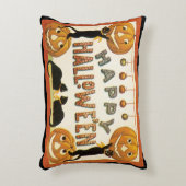 ヴィンテージハロウィンと黒猫とジャックランタン アクセントクッション (正面(垂直))