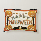 ヴィンテージハロウィンと黒猫とジャックランタン アクセントクッション (裏面)