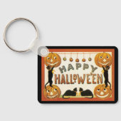 ヴィンテージハロウィンと黒猫とジャックランタン キーホルダー (裏面)