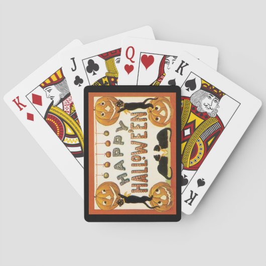 ヴィンテージハロウィンと黒猫とジャックランタン トランプ (裏面)