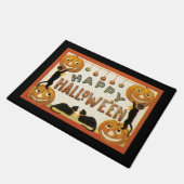 ヴィンテージハロウィンと黒猫とジャックランタン ドアマット (アングル)