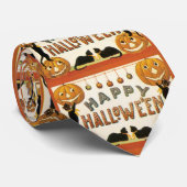 ヴィンテージハロウィンと黒猫とジャックランタン ネクタイ (ロール)