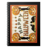 ヴィンテージハロウィンと黒猫とジャックランタン ノートブック (正面)