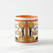 ヴィンテージハロウィンと黒猫とジャックランタン マグカップ (中央)