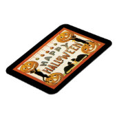 ヴィンテージハロウィンと黒猫とジャックランタン マグネット (左側)